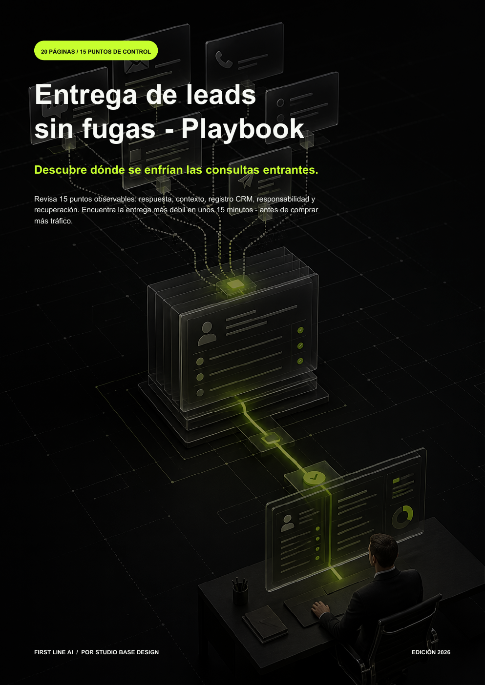 Portada de The Lead Handoff Leak Playbook, diagnóstico gratuito de 20 páginas sobre la entrega de consultas entrantes